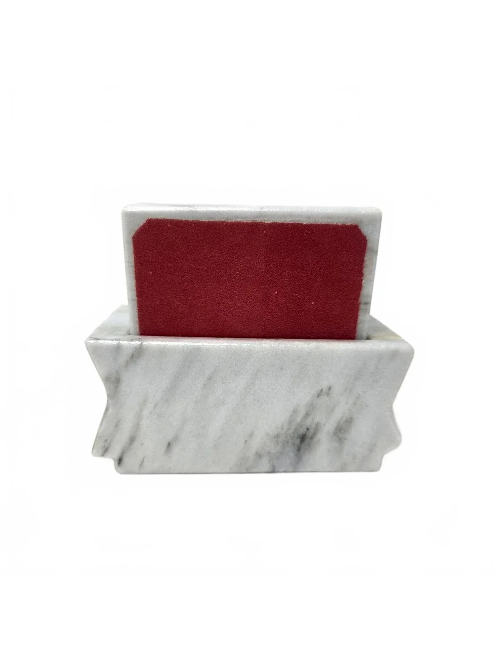 Vintage Marble Coaster Set with Holder White Gray Stone Drink Coasters Set of 6